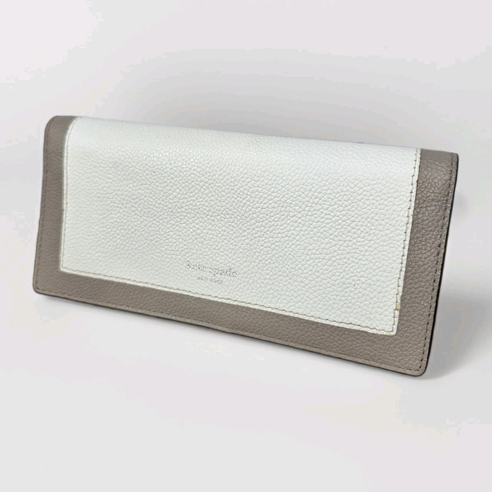Kate Spade New York Margaux Bifold Continental Wallet White Taupe leather